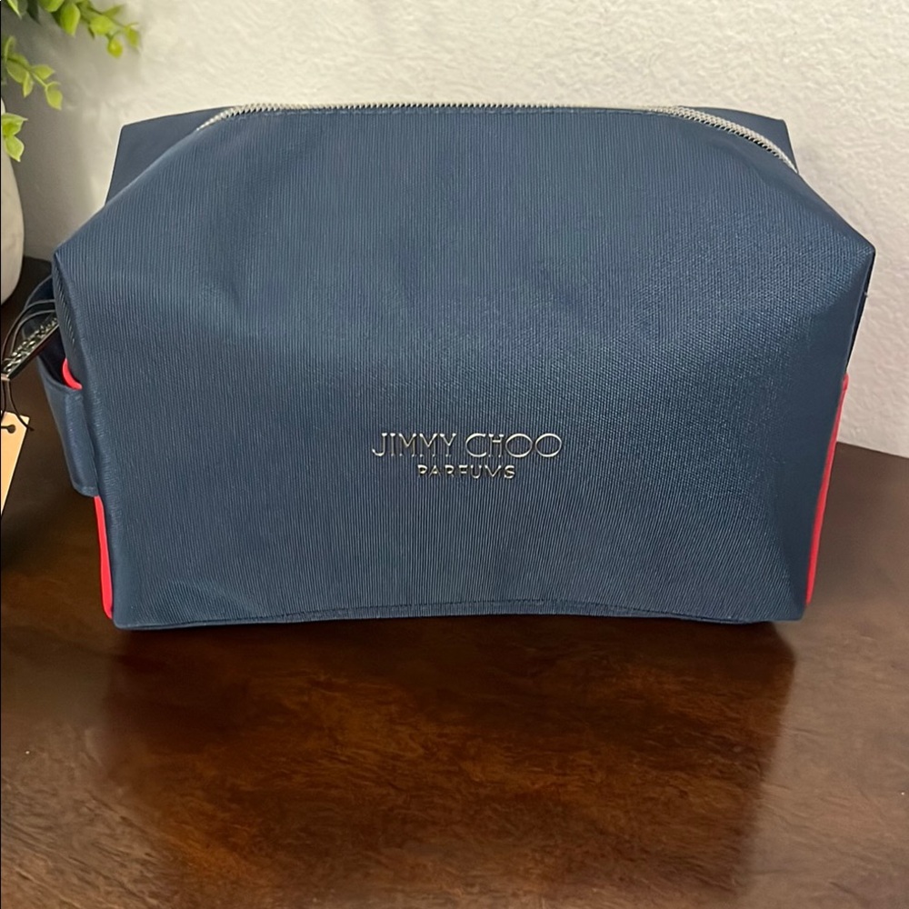 Jimmy Choo Blue and Red Toiletry Bag